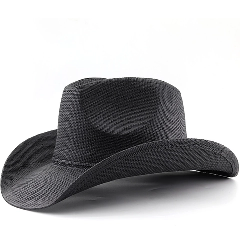 Cappello Da Cowboy Western Paglia Intrecciata Tesa Larga Protezione Solare Outdoor Estate Jazz Fedora Per Uomo Donna