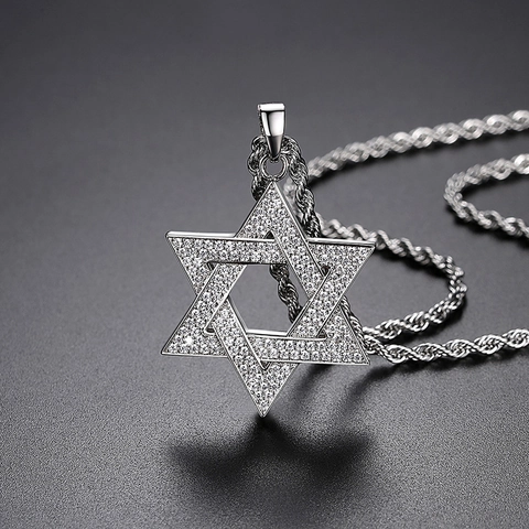 Collana Pendente Stella Di David Lega Strass Esagramma Sigillo Di Salomone Hip Hop Gioielli Per Uomo Donna