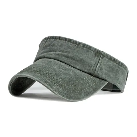 Washed Cotton Sun Visor Hat Adjustable Vintage Sport Tennis Golf UV Protection For Men Women
