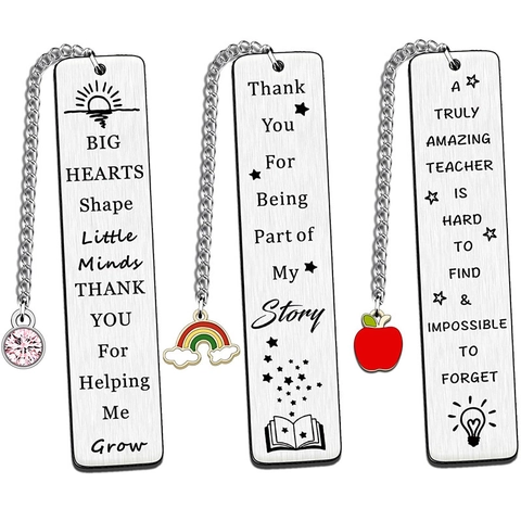 Engraved Stainless Steel Bookmark With Chain Charm Teacher Appreciation Gift Nurse Appreciation Inspirational Quotes