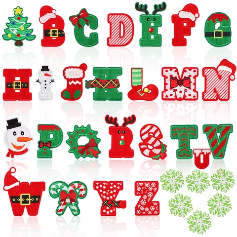 Weihnachten Halloween Stickerei Aufnäher A-Z Buchstaben Dekorativ Zum Aufbügeln Aufnähen Für Kleidung DIY Ornament
