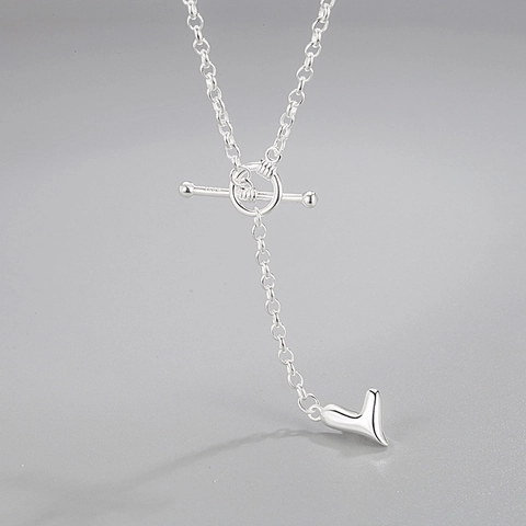 Collana con Ciondolo a Cuore in Argento Sterling 925 per Donna Minimalista Fibbia OT Catena con Nappine Gioielli Regalo