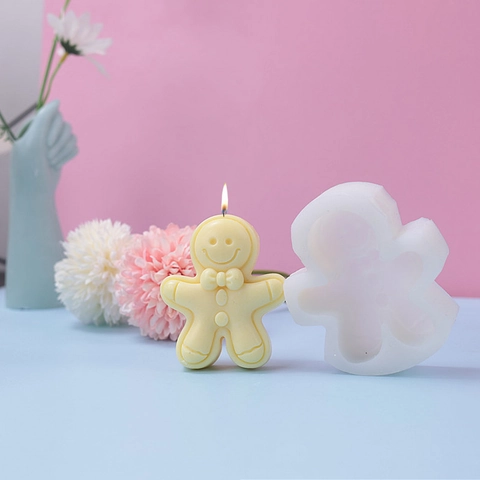 Molde De Silicona Hombre De Jengibre Sonriente DIY Navidad Vela Pastel Chocolate Herramienta Horneado