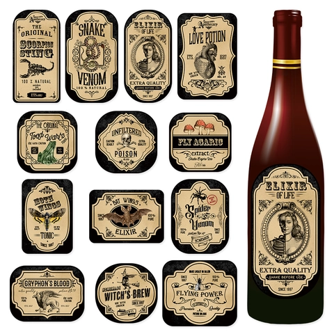 Halloween Flaschen Etiketten Aufkleber Vintage Apotheker Trank Retro Gift Papier Aufkleber Für Party Bar Dekor