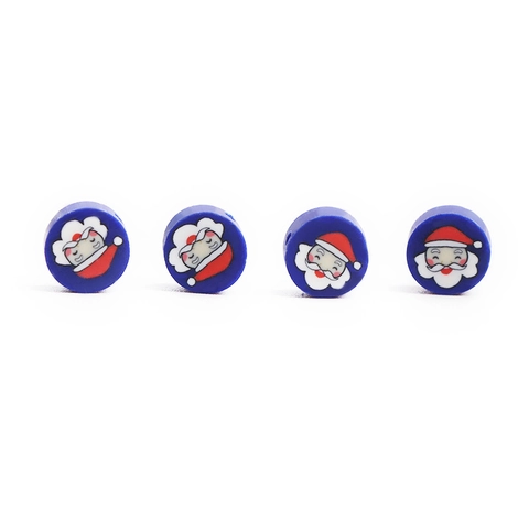 Babbo Natale Perle In Argilla Polimerica Natale Blu Tondo Piatto Fai Da Te Creazione Gioielli Per Bracciale Collana