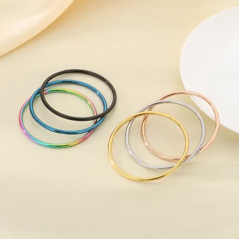 Minimalist Bangle Bracelet Stainless Steel Stackable Plain Round Thin Chic High Polish Jewelry For Women