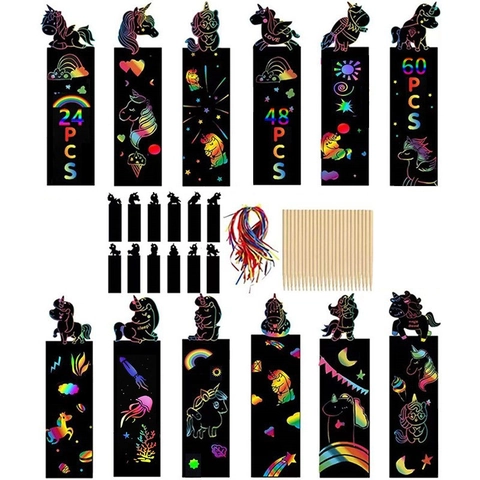 DIY Regenbogen Kratzbild Lesezeichen Kinder Tier Dinosaurier Formen Mit Holzstift Bändern Kreative Pädagogische Schreibwaren