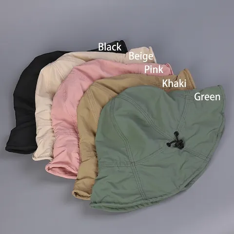 Women Nylon Bucket Hat Foldable Shapeable Wide Brim Sun Protection Adjustable Drawstring Summer Breathable Minimalist