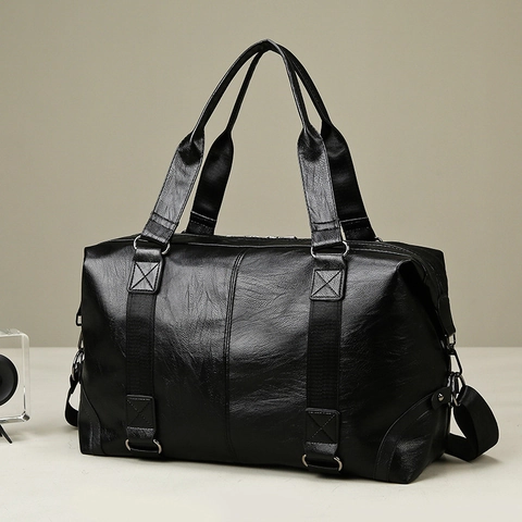 Bolsa De Viaje De Cuero PU De Gran Capacidad Para Viajes De Negocios Gimnasio Entrenamiento Bolso Casual Con Correa