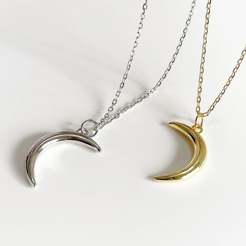 Crescent Moon Pendant Necklace 925 Sterling Silver 18K Gold Plated Minimalist Chic Jewelry Gift For Women