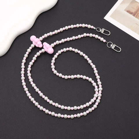 Sweet Beaded Phone Lanyard Artificial Pearl Crossbody Chain With Cloud Pendant Women Fashion Accessories Mobile Phone Strap
