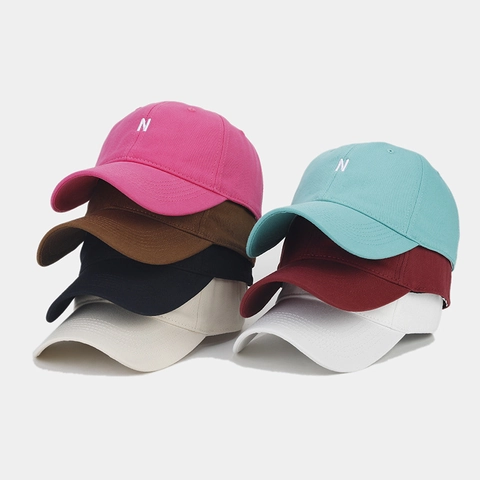 Cappello Da Baseball In Cotone Unisex Ricamo Lettera N Visiera Curva Regolabile Casual Protezione Solare Berretto