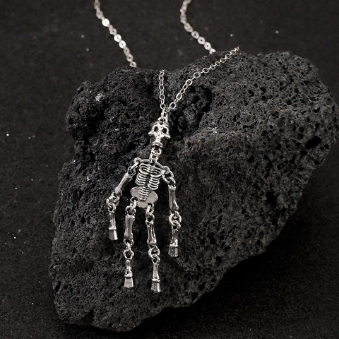 Collana Con Pendente Scheletro Gotico Lega Di Zinco Giunti Mobili Punk Hip Hop Gioielli Halloween Retro Per Uomini Donne