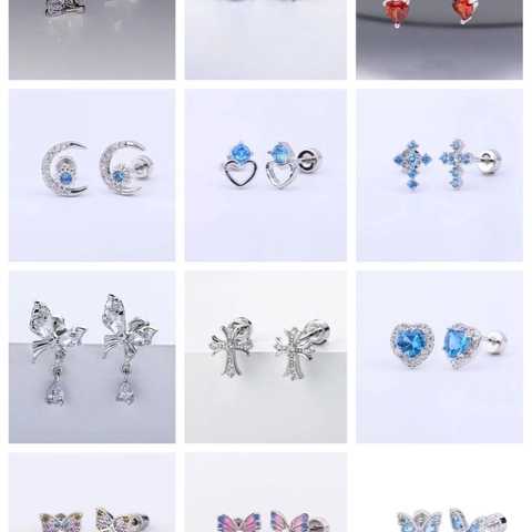 Sweet Cool Alloy Rhinestone Heart Butterfly Moon Cross Stud Earrings For Women Artificial Pearl Stainless Steel Piercing Jewelry