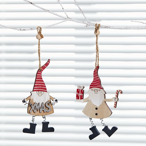 Ornamenti In Legno Gnomo Di Natale Decorazione Da Appendere Legno Retrò Pelliccia Sintetica Tomte Per Albero Rosso Bianco