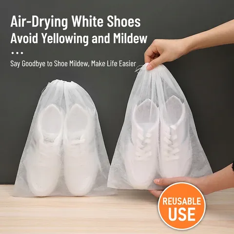 Schoenen Opbergzakken Non Woven Stof Ademend Stofdicht Anti Geel Trekkoord Voor Reizen Thuis Sneakers Organisatie