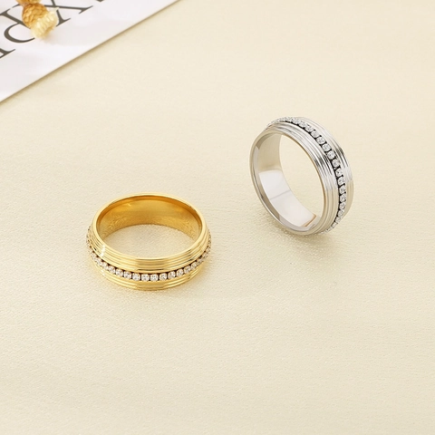 Anillo Spinner De Acero Inoxidable Con CZ Joyería De Moda Para Hombres Y Mujeres Banda Rotatoria