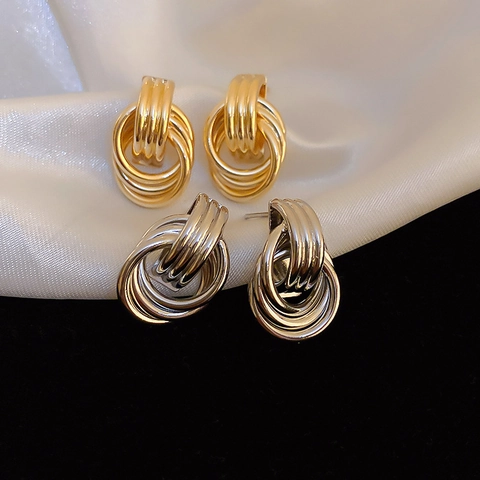 Verdrehte Knoten Geometrische Ohrstecker Mit 925 Sterling Silber Stecker Kupfer Minimalistisch Metallisch Damen