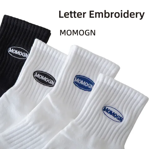 Crew Socken Gekämmte Baumwolle Atmungsaktiv Schweißabsorbierend Gerippt Sportsocken Mit Buchstabenstickerei Für Unisex Männer Frauen