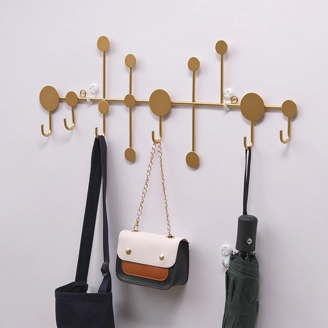 Punch Free Key Holder For Wall Decorative Metal Coat Hook Modern Leaf Design Luxury Wall Mounted Hanger For Home Entryway