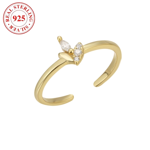 925 Sterling Silver Maple Leaf Zirconia Adjustable Toe Ring Gold Plated Summer Beach Fashion Foot Jewelry For Women