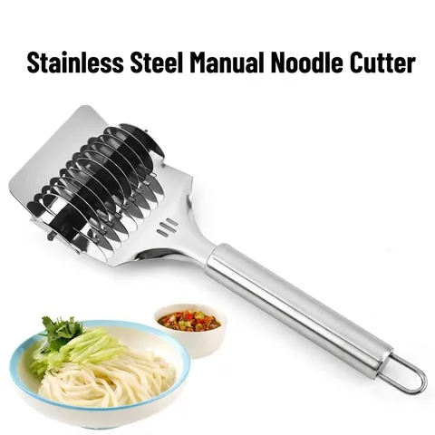 Stainless Steel Noodle Cutter Roller Manual Pasta Lattice Slicer For Scallion Garlic Dough Kitchen Tool Hanging Hook