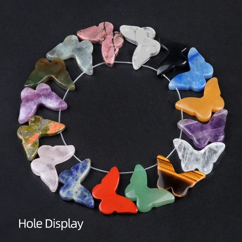 Natural Crystal Agate Butterfly Carved Stones Polished Animal Shape Charms With Hole For Jewelry Making DIY Home Decor