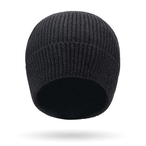 Gorro De Punto Hilo Hilado Con Núcleo Color Sólido Cálido Invierno Canalé Dobladillo Minimalista Para Hombre Mujer