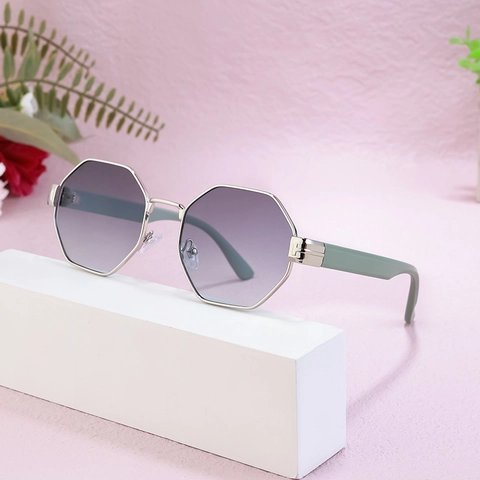 Occhiali Da Sole Ottagonali Donna Montatura Metallo Retro UV400 Lenti Sfumate Moda Per Viaggi All Aperto