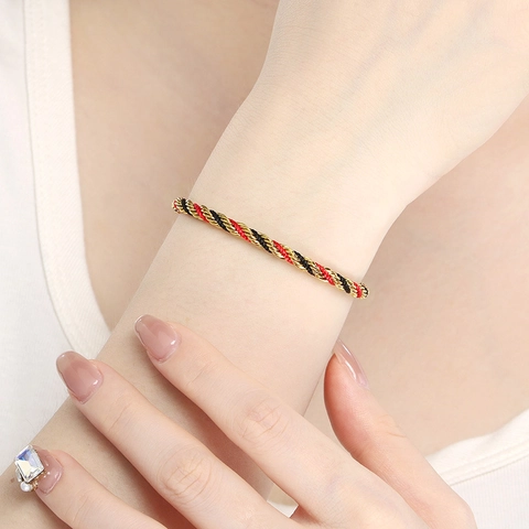 Woven Twisted Rope Bracelet Stainless Steel Gold Plated Colorful Satin Thread Fashion Jewelry With Adjustable Extension Chain