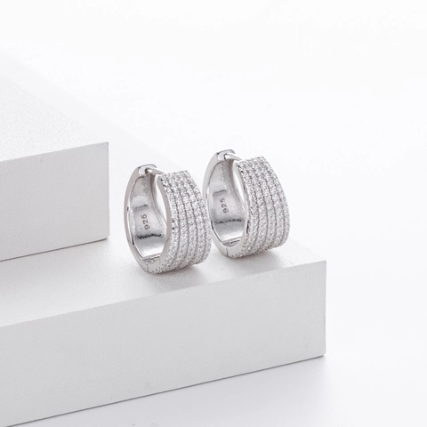 925 Sterling Silber Huggie Creolen Mit 5A Zirkon Mikro Eingelegt U-Form Minimalistisch Luxus Schmuck Für Damen