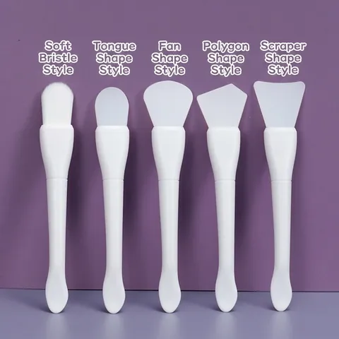 Double Ended Silicone Face Mask Brush With Fishtail Spoon Soft Head Mud Mask Applicator Tool Mixing Spatula Dual Use