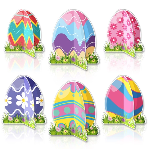 Ostereier Ornamente 3D Karton Tischdekoration DIY Hasen Karneval Party Requisiten Festliche Muster