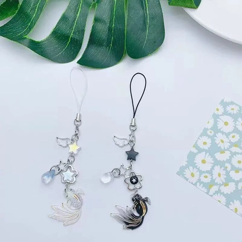 Cinturino Per Telefono Pesce Koi Portafortuna Lega Resina Stella Fiore Perlina Pendente Accessorio Per Borsa Stile Cinese