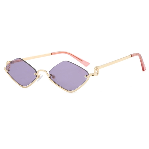 Lunettes De Soleil Sans Monture En Losange Mode Cadre Métallique Protection UV Rétro Punk Pour Extérieur