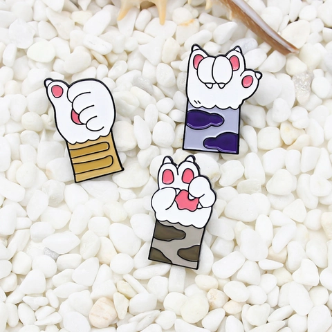 Süße Cartoon Katzenpfote Emaille Brosche Pin Legierung Metall Kätzchen Klaue Tier Abzeichen Mode Schmuck Zubehör