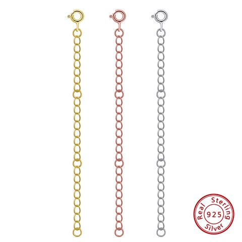 925 Sterling Silver Jewelry Extender Chain With Spring Ring Clasp For Necklace Bracelet Adjustable Polished Minimalist Finding