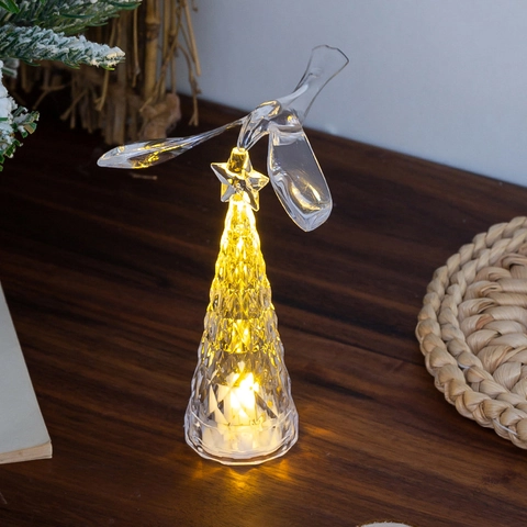 Mini Leuchtender Weihnachtsbaum Vogel Ornament Acryl Diamant Textur Led Nachtlicht Für Urlaub Tisch Home Party Dekor