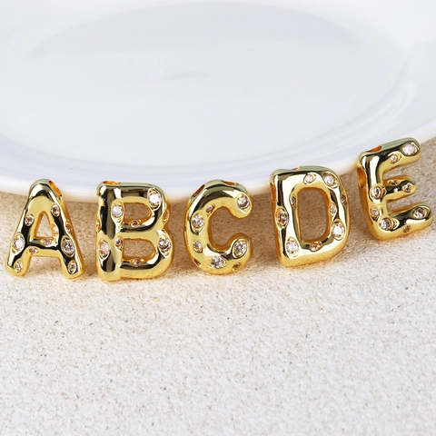 Collar Con Colgante De Letra Inicial Hip Hop Aleación Chapada En Oro Con Circonita Cúbica Joyería Retro Personalizada Hombre Mujer