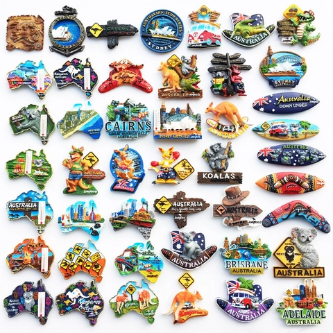 Magnet De Réfrigérateur Souvenir Australie Résine 3D Peint À La Main Kangourou Koala Sydney Carte Décoration Magnétique