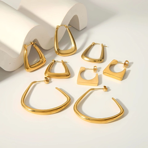 Minimalist Geometric Hoop Earrings 316L Stainless Steel Vacuum Plated Fashion Jewelry For Women