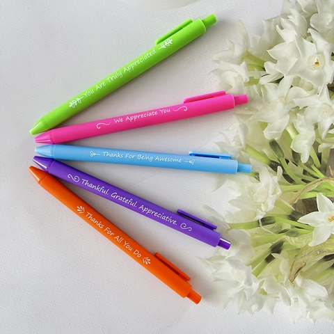 Retractable Pens With Inspirational Slogans Colorful Plastic Writing Supplies For Office School Students Novelty Gift