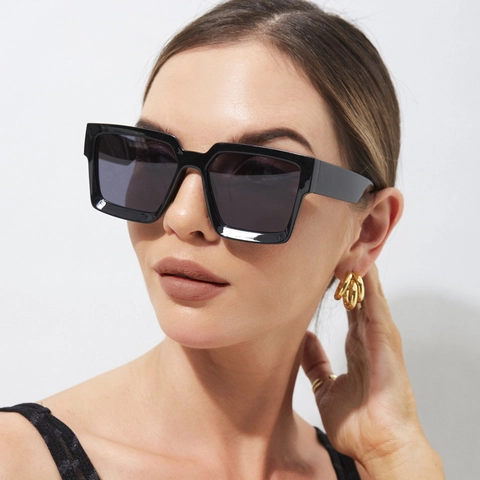 Oversized Square Sunglasses For Women Retro Fashion UV400 Protection PC Frame AC Lens Large Frame Trendy Outdoor Shades