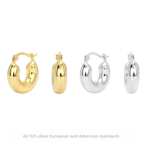 925 Sterlingsilber Chunky Hoop Ohrringe Für Damen Minimalistisch Rund Kreis Geometrisch Ohrenschließe Mode Täglicher Schmuck