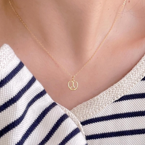 Collier En Argent Sterling 925 Pendentif Bretzel Cœur Signe De Paix Bijoux Minimalistes Élégants De Style Coréen
