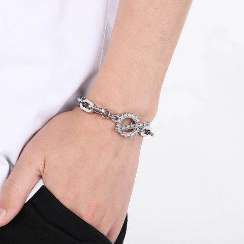 Bracciale A Catena In Stile Industriale In Acciaio Inossidabile Da Uomo Con Chiusura A Gancio OT Gioielli Moda