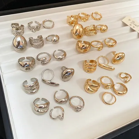 Unregelmäßige Geschmolzene Metallringe Legierung Minimalistisch Lava Textur Verstellbar Fingerschmuck Für Frauen Modisches Accessoire