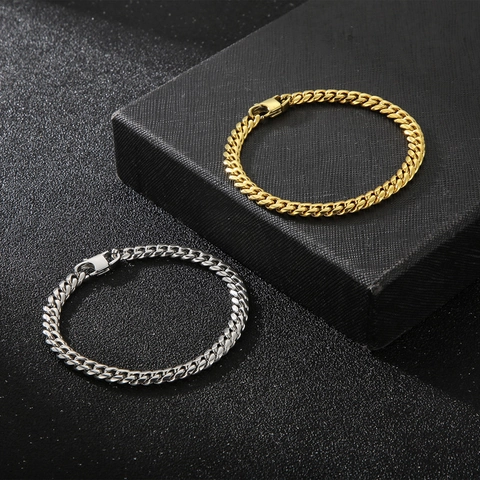 Polierte Cuban Link Halskette Und Armband 316L Edelstahl Hip Hop Punk Mode Schmuck Für Männer