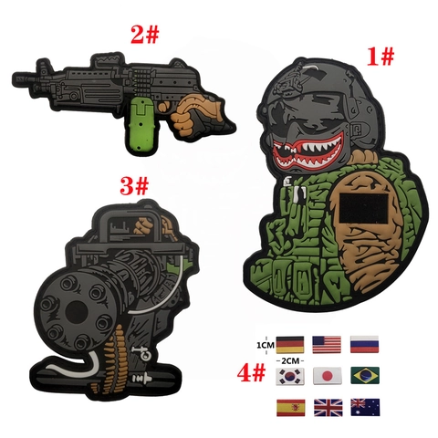 Militär Taktische Moral Patches PVC Gummi Klettverschluss Abzeichen Für Rucksäcke Hüte Jacken Helm Maschinengewehr Flaggen