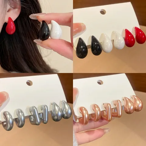 Tropfenförmige Runde Geometrische C-Form Ohrringe Mit Silver Earring Post Hochglanz Acrylharz Modeschmuck Für Damen